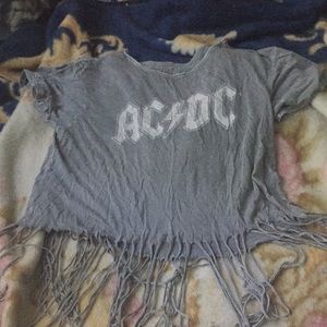 AC/DC band T-shirt with fringe